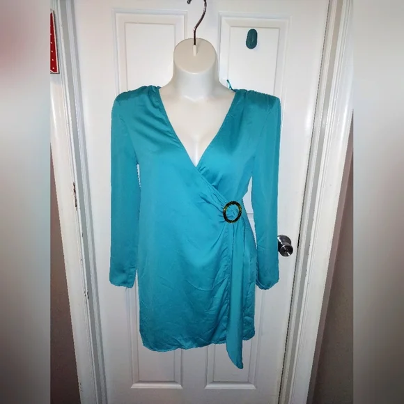 blue sheer long sleeve dress Royal Blue Long Formal Dress with Sheer Long Sleeves Royal / 2